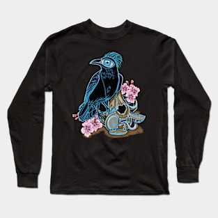 Blue crown and skull cat Long Sleeve T-Shirt